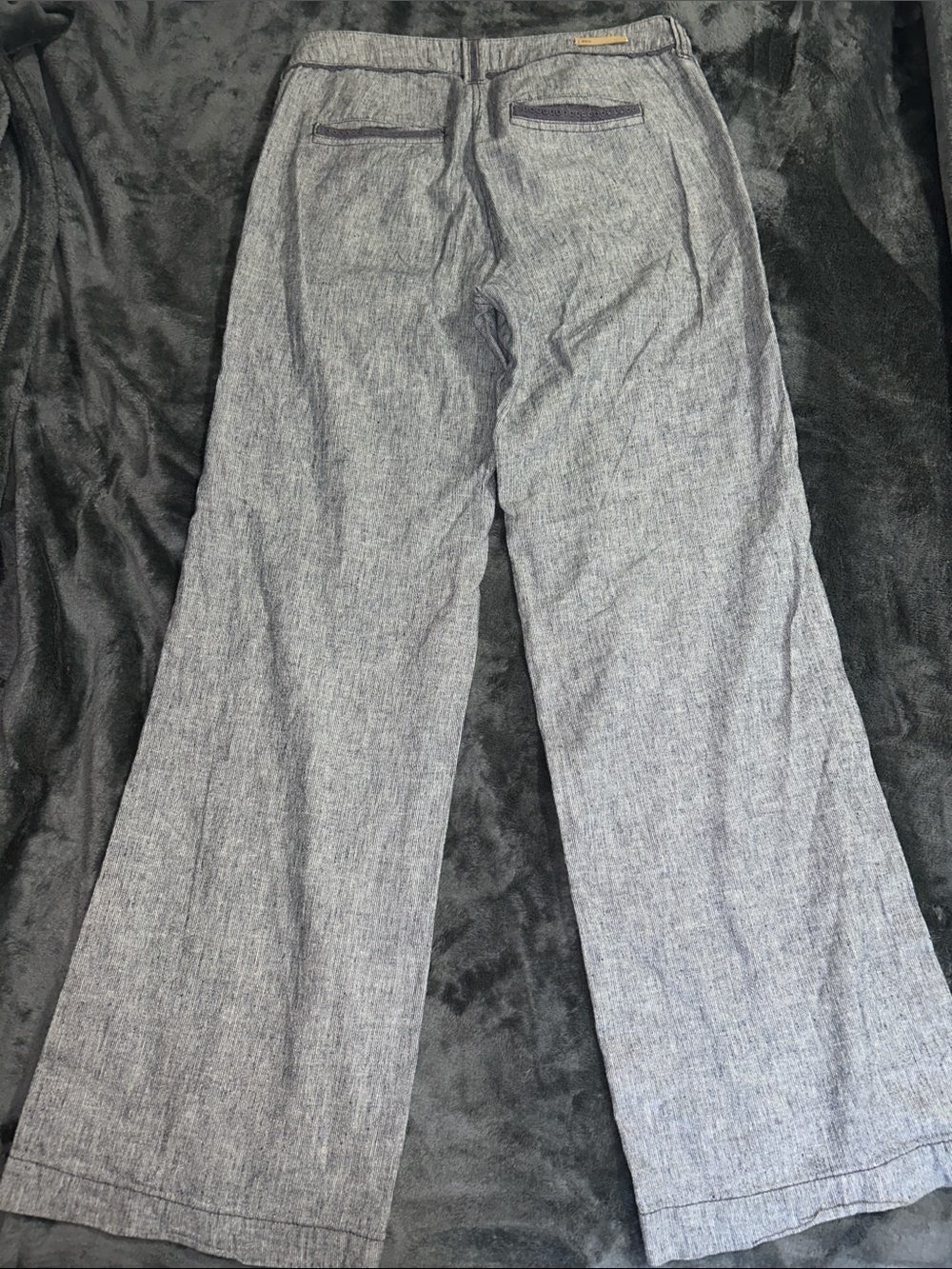 Blue striped Wide-Leg Linen Blend Pants - Picture 4 of 5